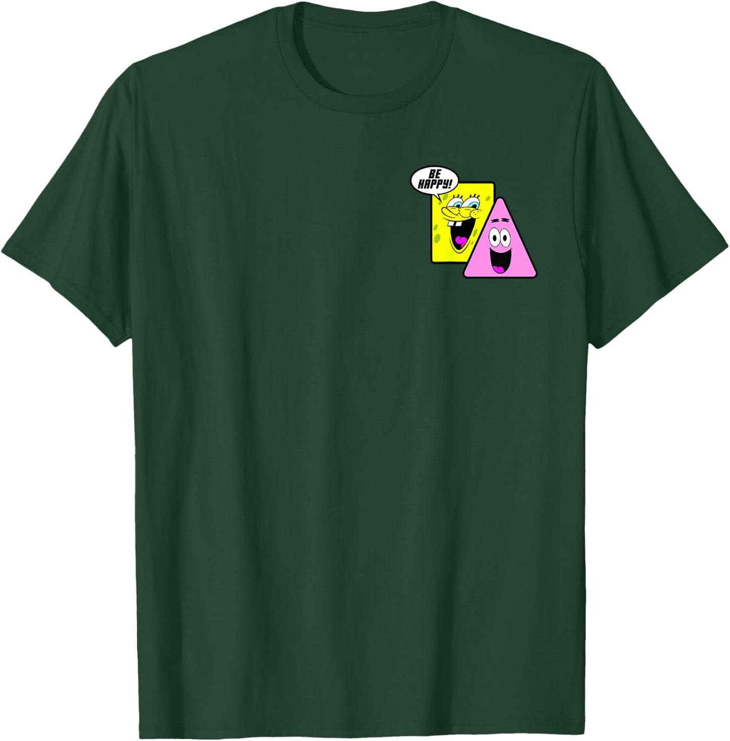 SpongeBob SquarePants Be Happy! BFFs Shapes Pocket Logo T-Shirt - T-Shirt | Forest