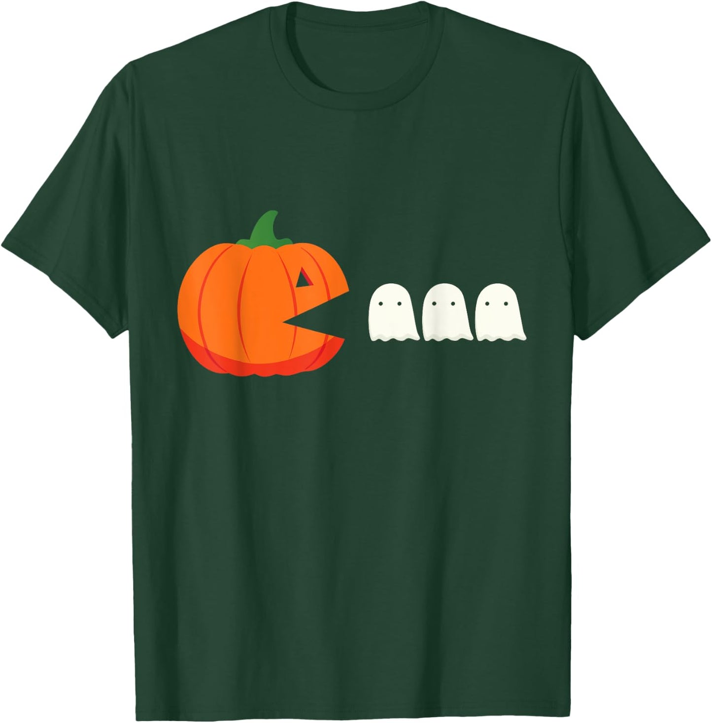 Happy Halloween Pumpkin eating Ghosts Retro Gaming Gamer T-Shirt - T-Shirt | Forest