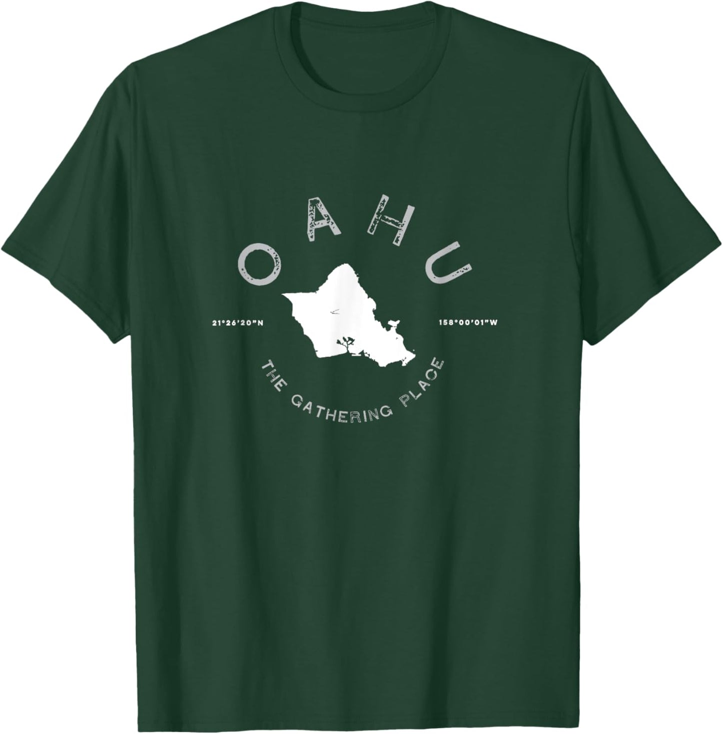 Oahu Hawaii Graphic Map Vintage Retro T T-Shirt - T-Shirt | Forest