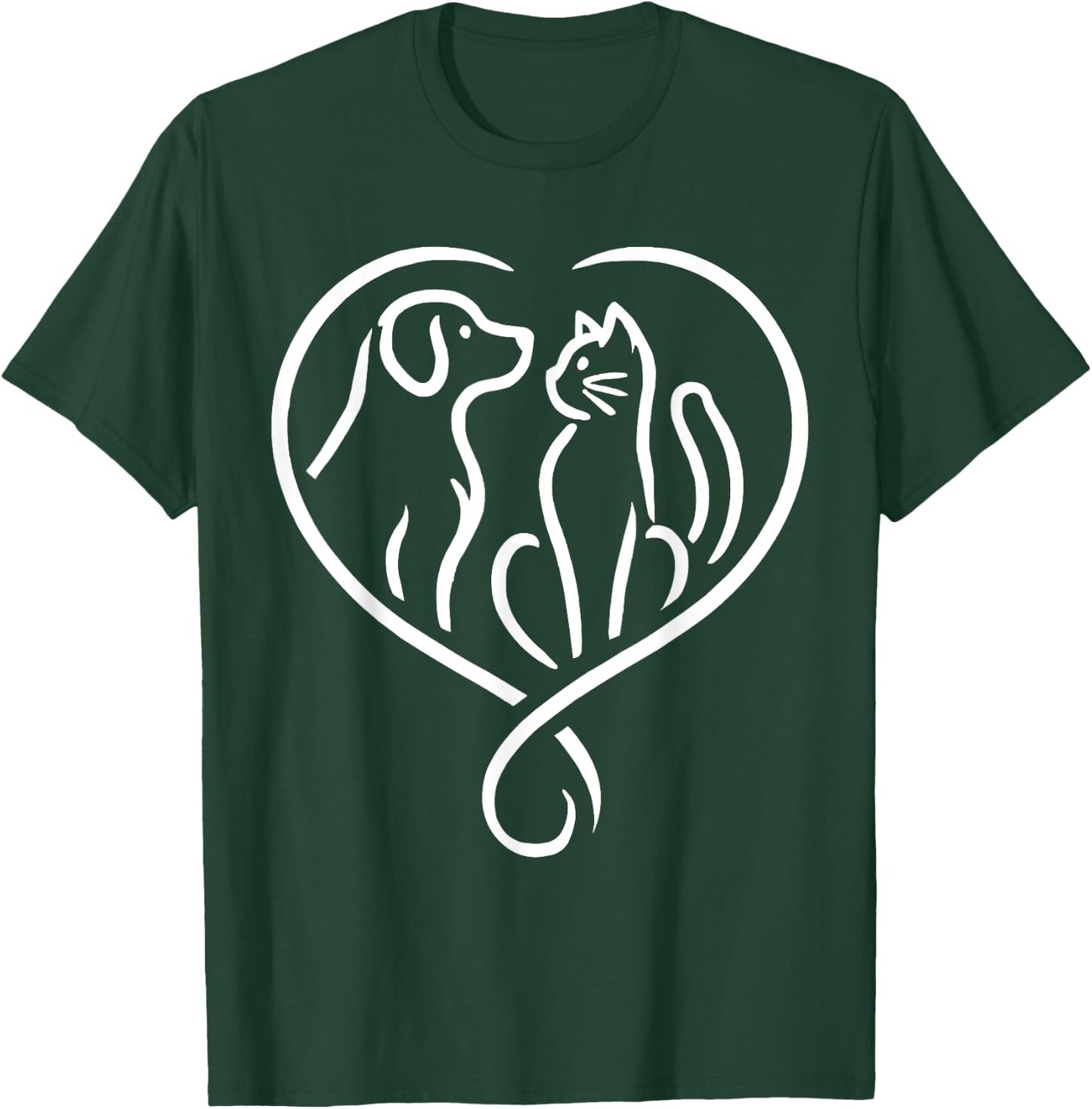 Dog Puppy and Baby Cat Heart - Animal Dog & Cat Heart T-Shirt - T-Shirt | Forest