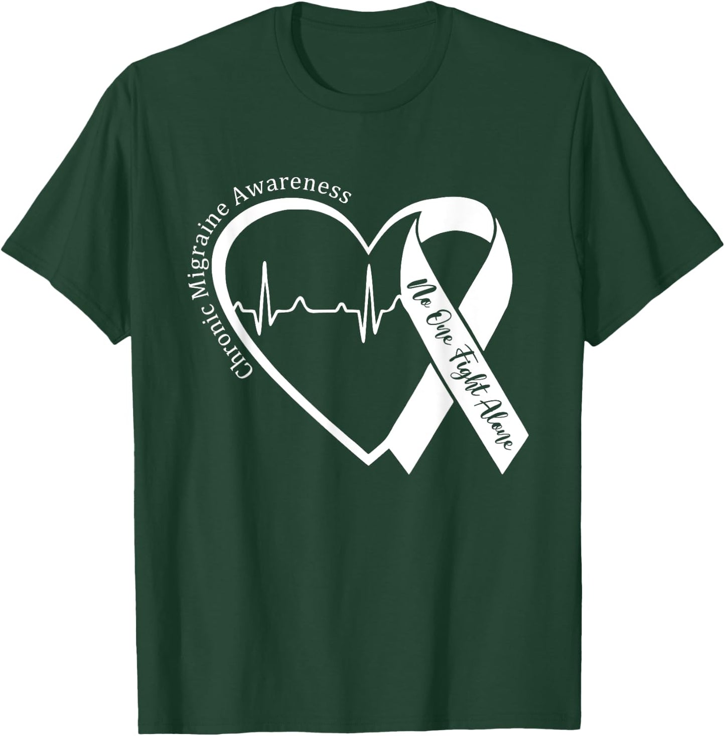 Chronic Migraine Awareness Month Heart Purple Ribbon Support T-Shirt - T-Shirt | Forest