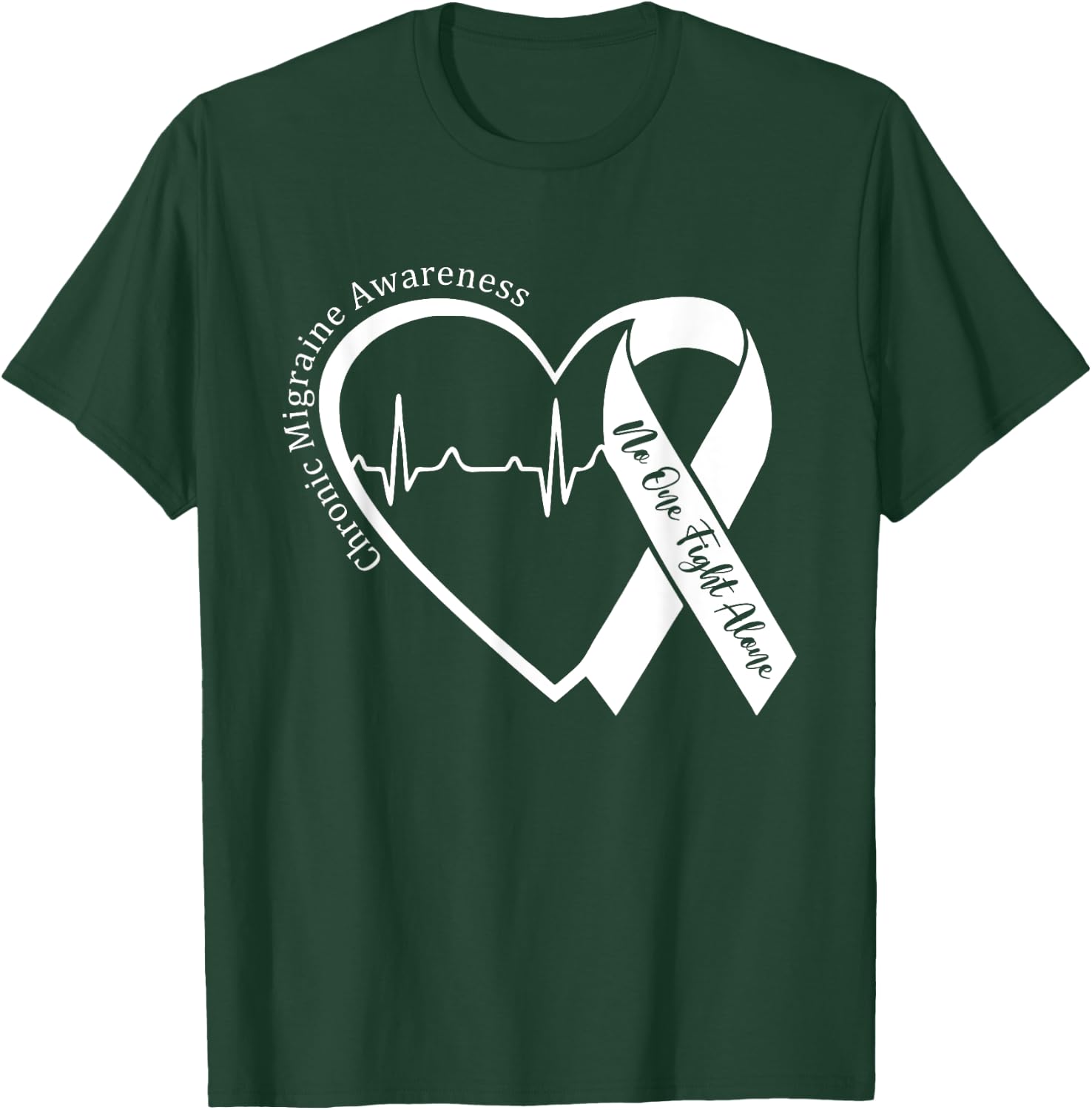 Chronic Migraine Awareness Month Heart Purple Ribbon Support T-Shirt - T-Shirt | Forest