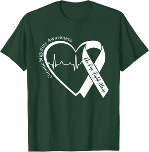 Chronic Migraine Awareness Month Heart Purple Ribbon Support T-Shirt - T-Shirt | Forest