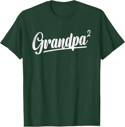 Grandpa Of 2 Two Squared 2 Grandkids Pregnancy Announcement T-Shirt - T-Shirt | Forest