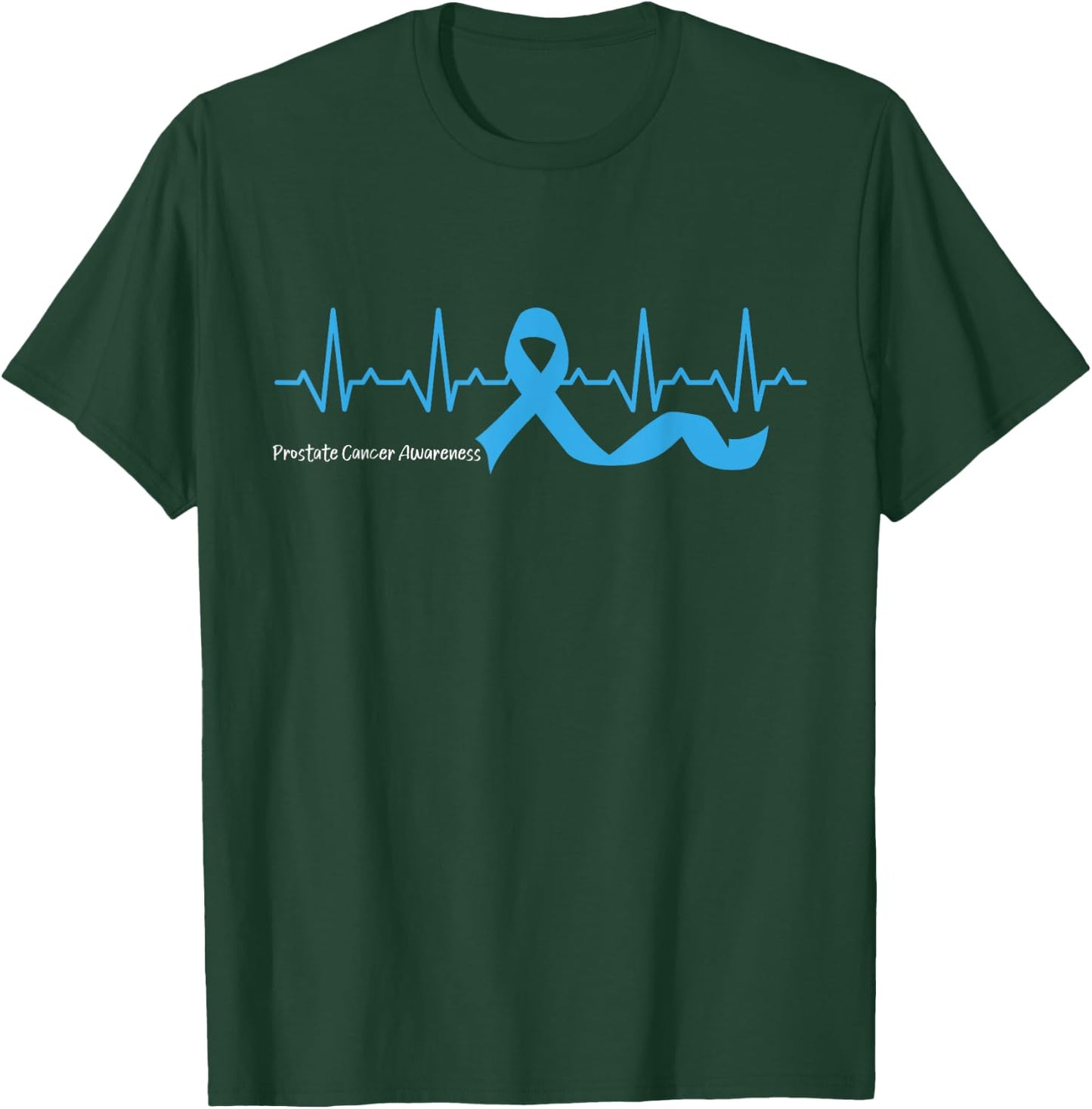 Heartbeat Light Blue Ribbon Prostate cancer awareness suppor T-Shirt - T-Shirt | Forest