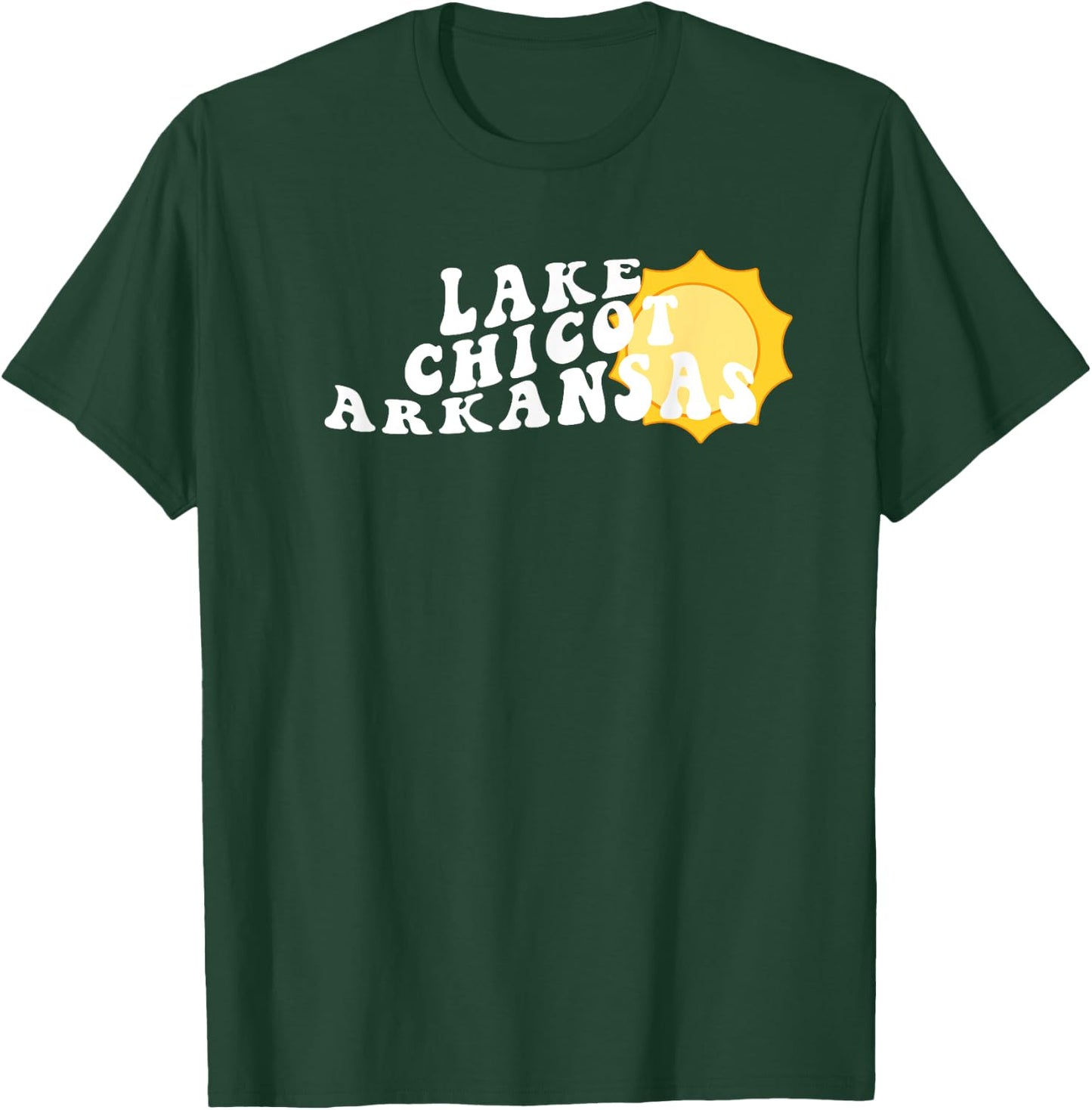 Lake Chicot Arkansas AR Retro Wavy Souvenir Vacation T-Shirt - T-Shirt | Forest