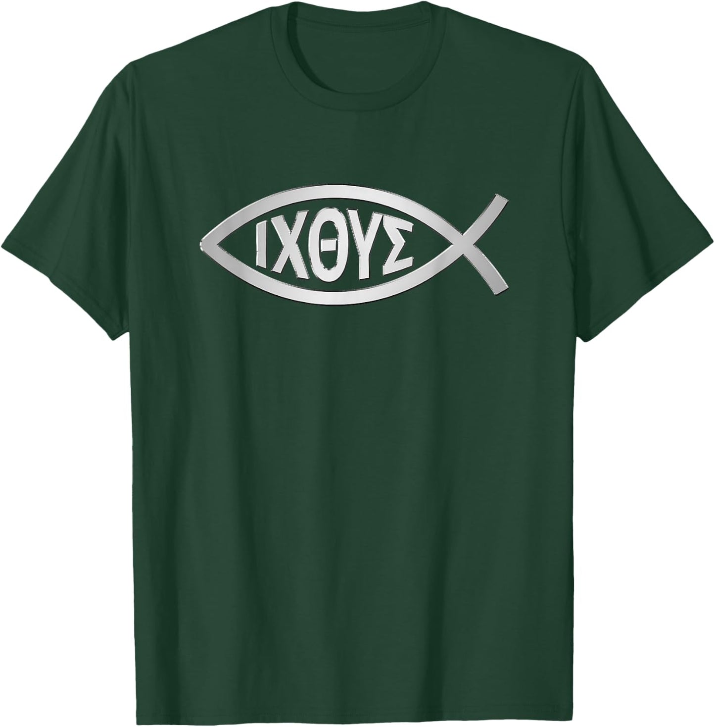 Christian Shirt - Ichthys Jesus Fish Symbol Emblem - Faith T-Shirt - T-Shirt | Forest