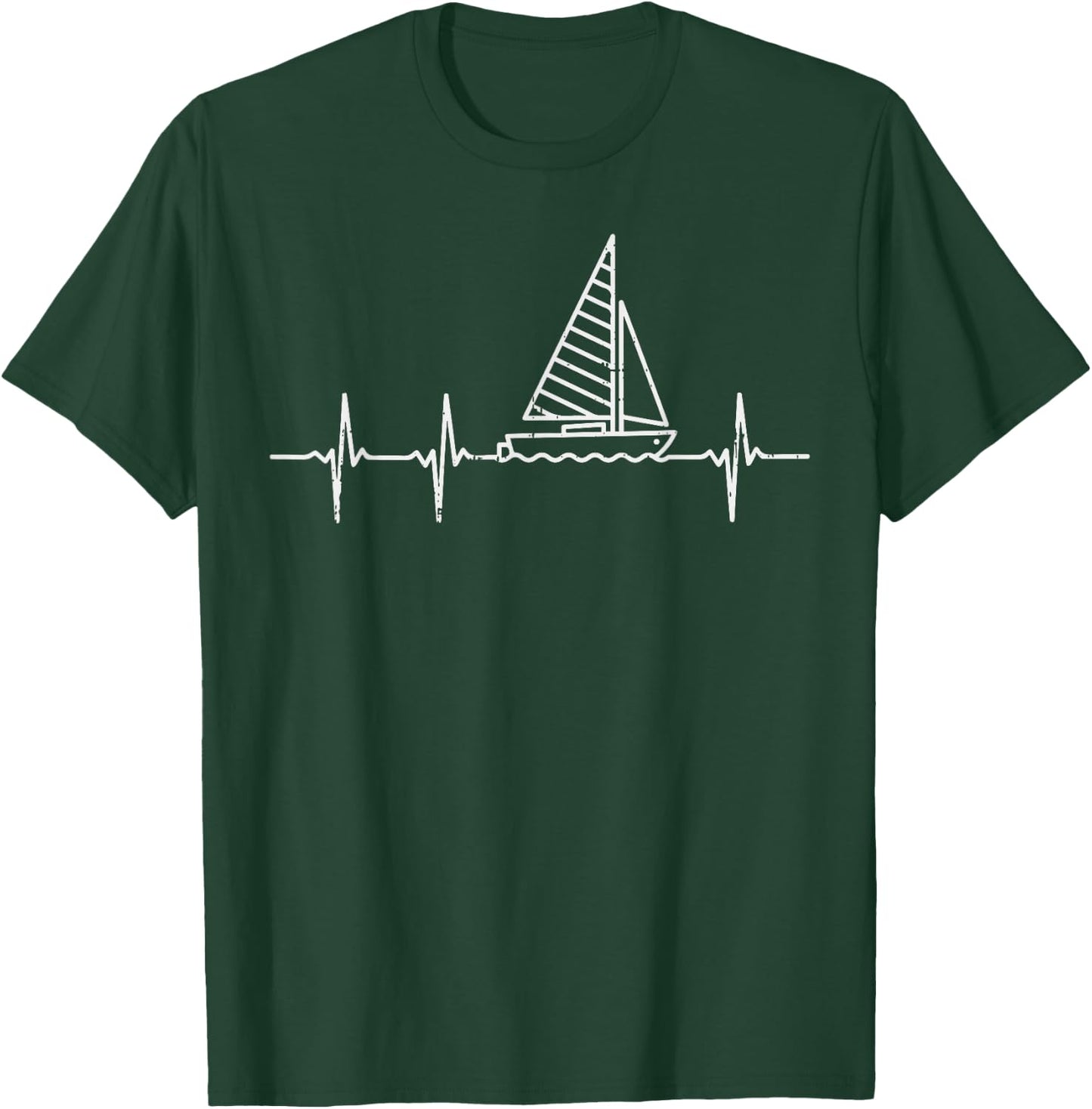 Sailboat Heartbeat Sailing Medical Nurse Boat Lover Gift T-Shirt - T-Shirt | Forest
