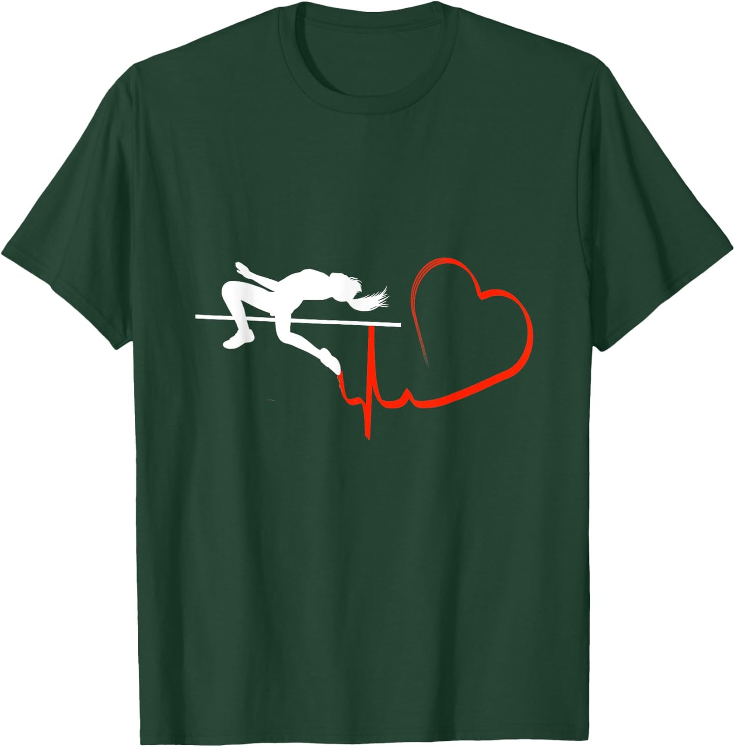 High Jump Girl Heartbeat Funny Track & Field Athletics T-Shirt - T-Shirt | Forest