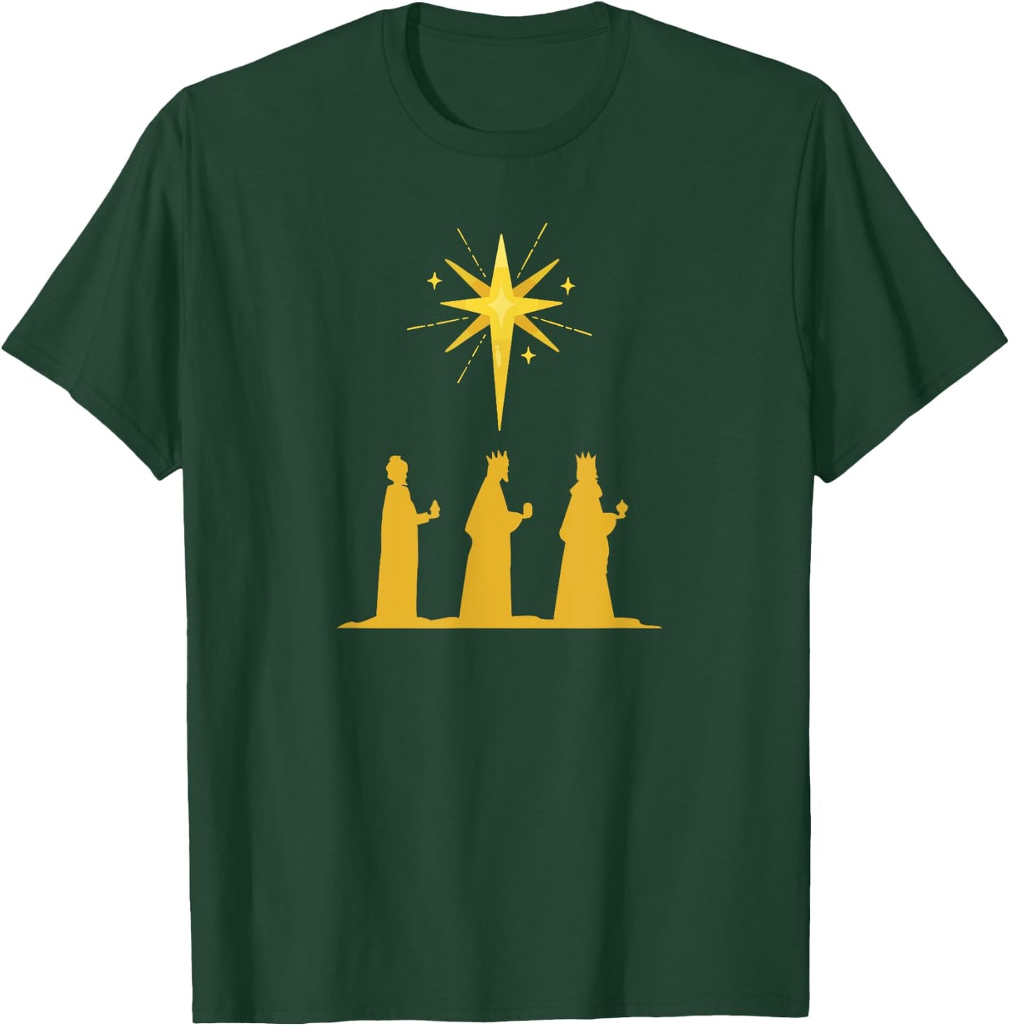 Three Kings Nativity Scene with Bethlehem Star Christian T-Shirt - T-Shirt | Forest