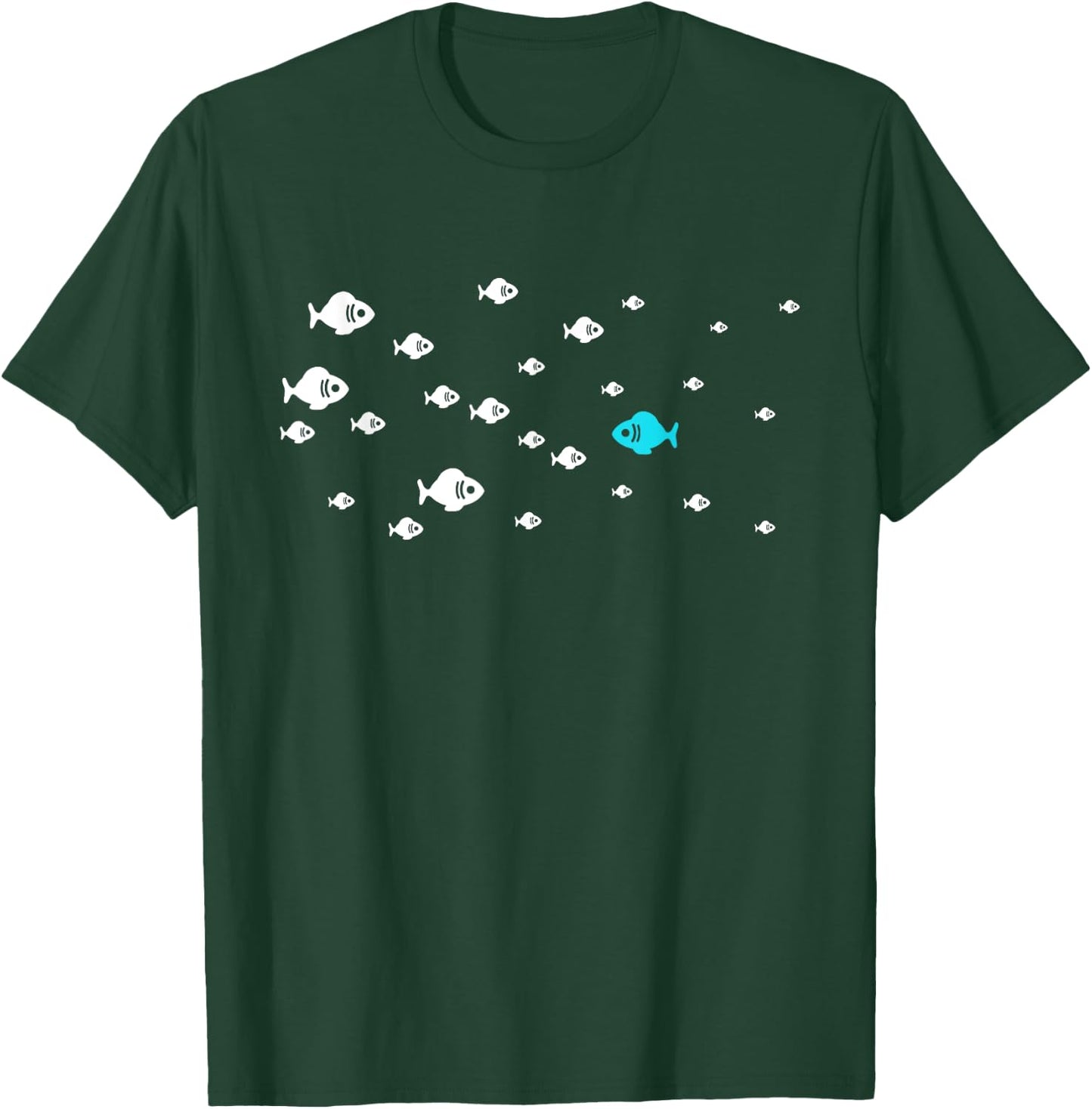Fish Swim Against The Current In The Sea - Think Differently T-Shirt - T-Shirt | Forest