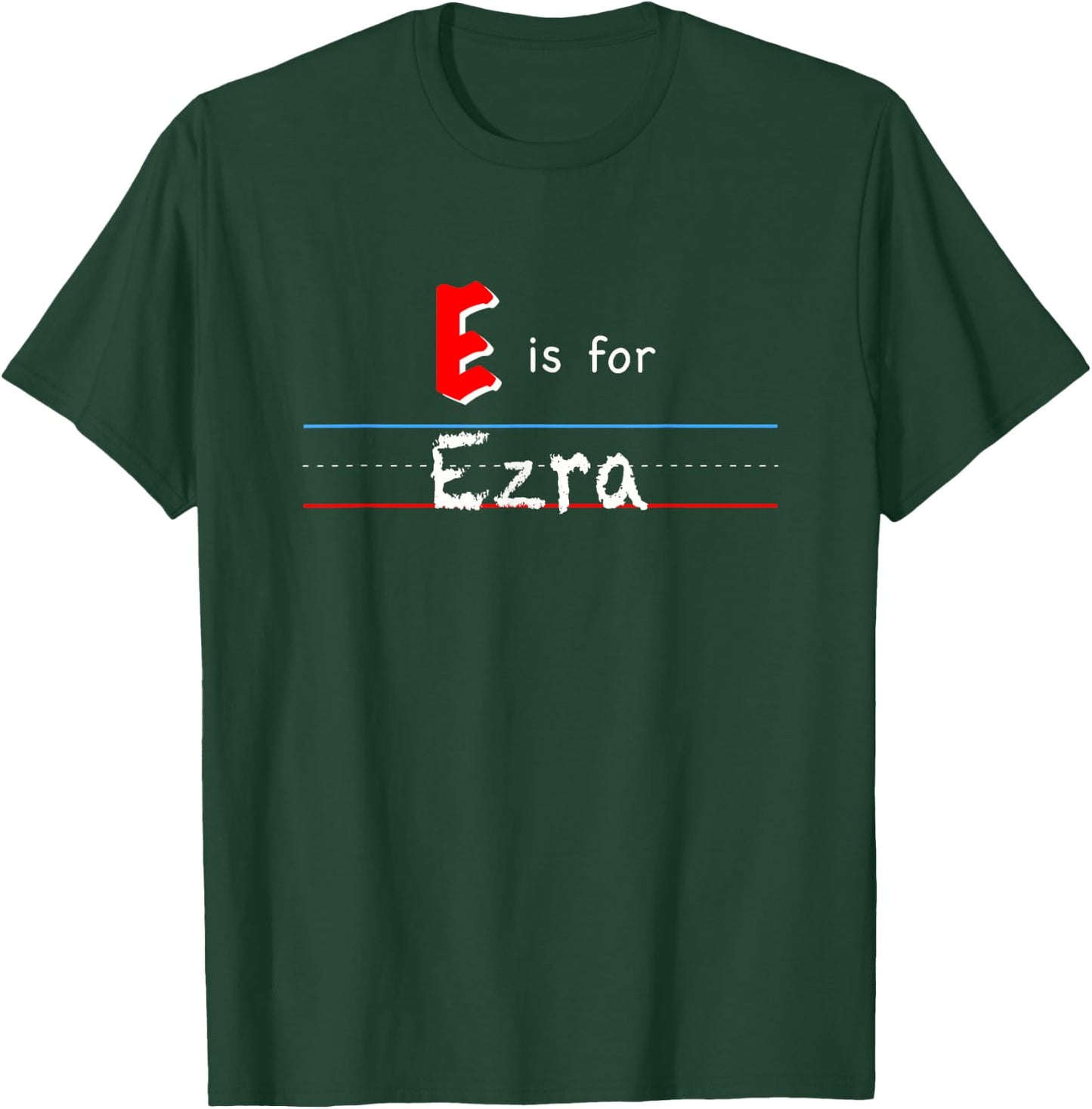 E Is For Ezra, boys custom personalized name kids school T-Shirt - T-Shirt | Forest