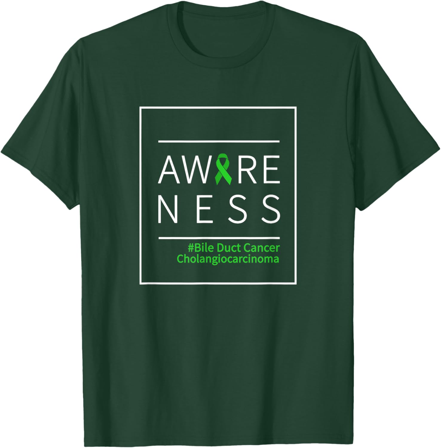 Bile Duct Cancer Awareness Cholangiocarcinoma Green Ribbon T-Shirt - T-Shirt | Forest