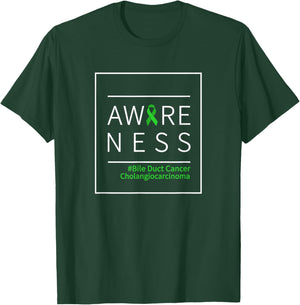 Bile Duct Cancer Awareness Cholangiocarcinoma Green Ribbon T-Shirt - T-Shirt | Forest