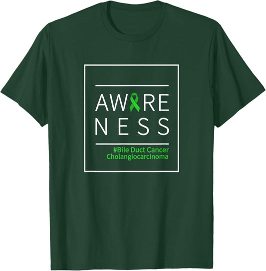 Bile Duct Cancer Awareness Cholangiocarcinoma Green Ribbon T-Shirt - T-Shirt | Forest