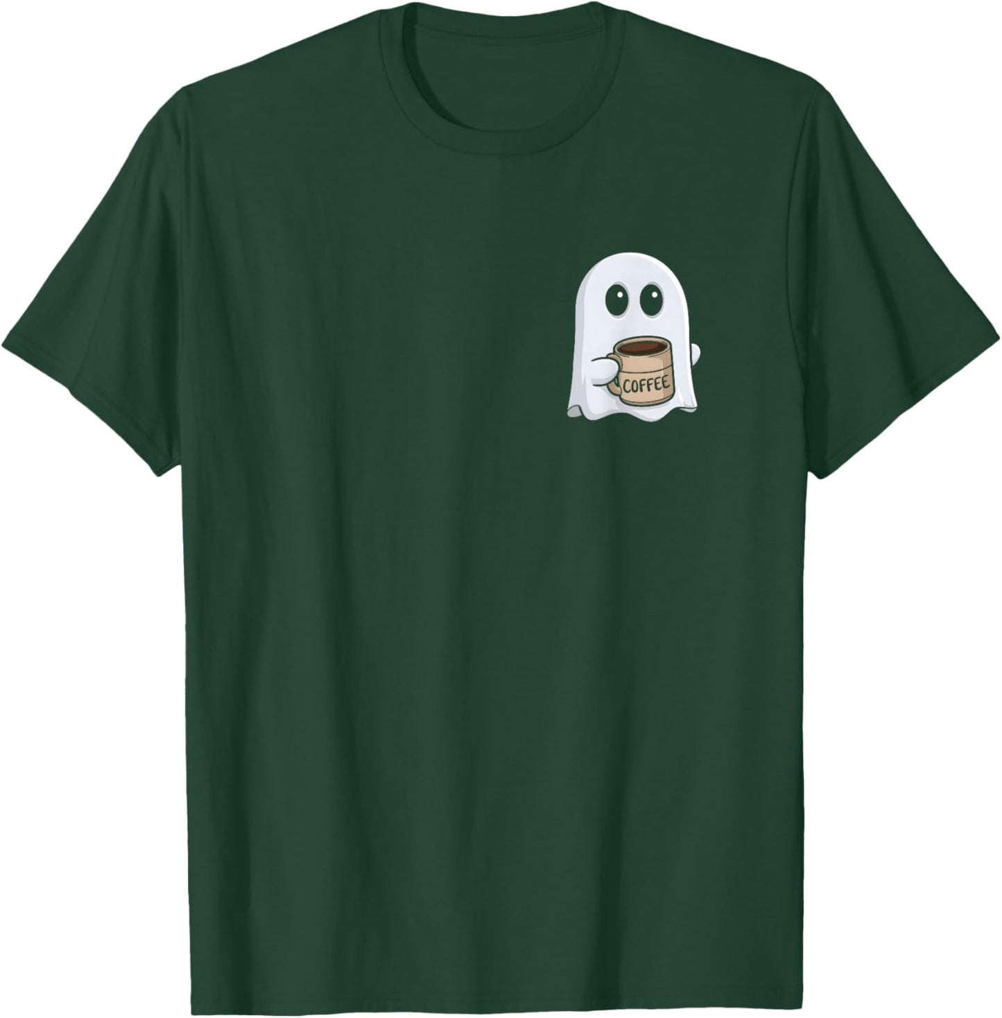 Ghost Drinking Coffee Funny Halloween Costume Coffee Lover T-Shirt - T-Shirt | Forest