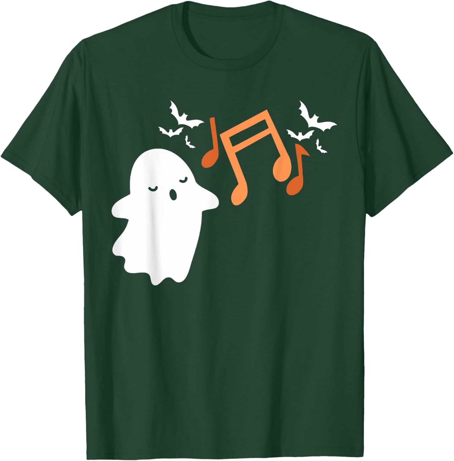 Halloween Music Note Ghost Teacher Fall Musical Instrument T-Shirt - T-Shirt | Forest
