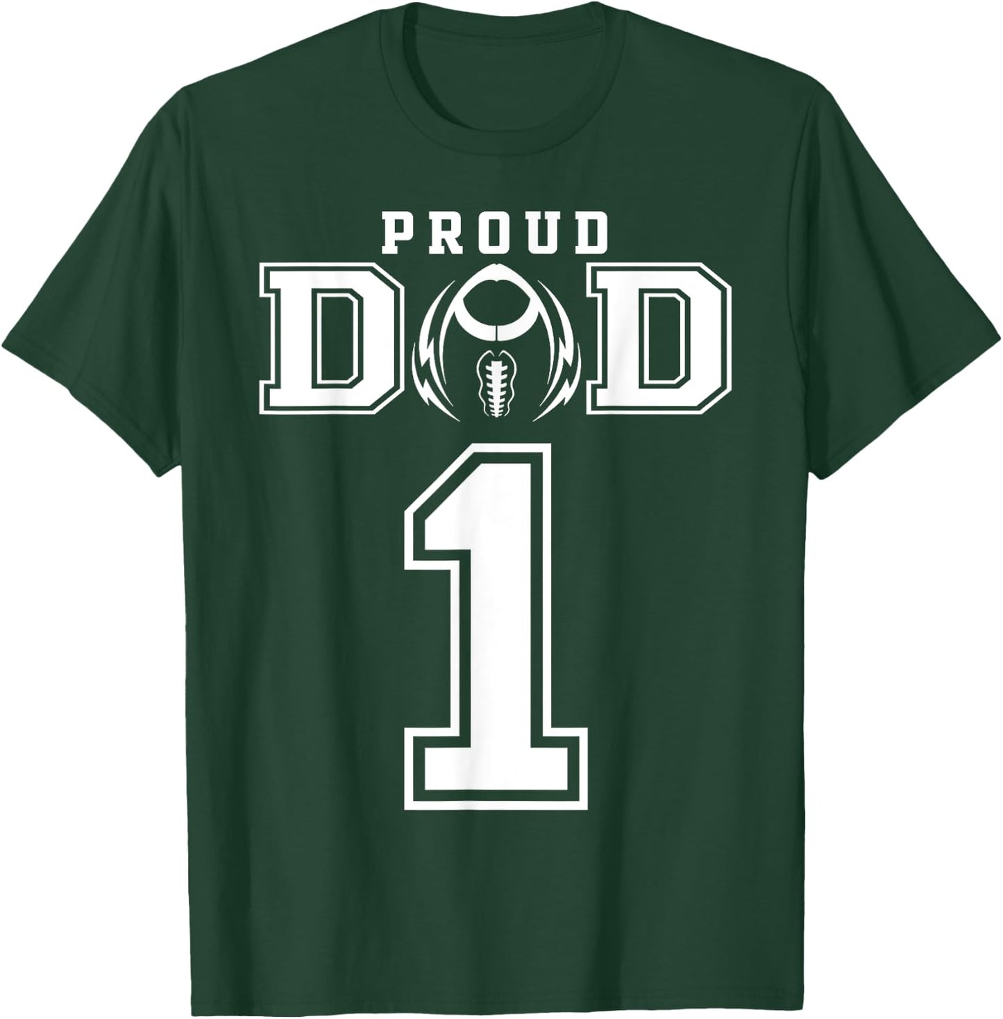 Custom Proud Football Dad Number 1 Personalized T-Shirt - T-Shirt | Forest