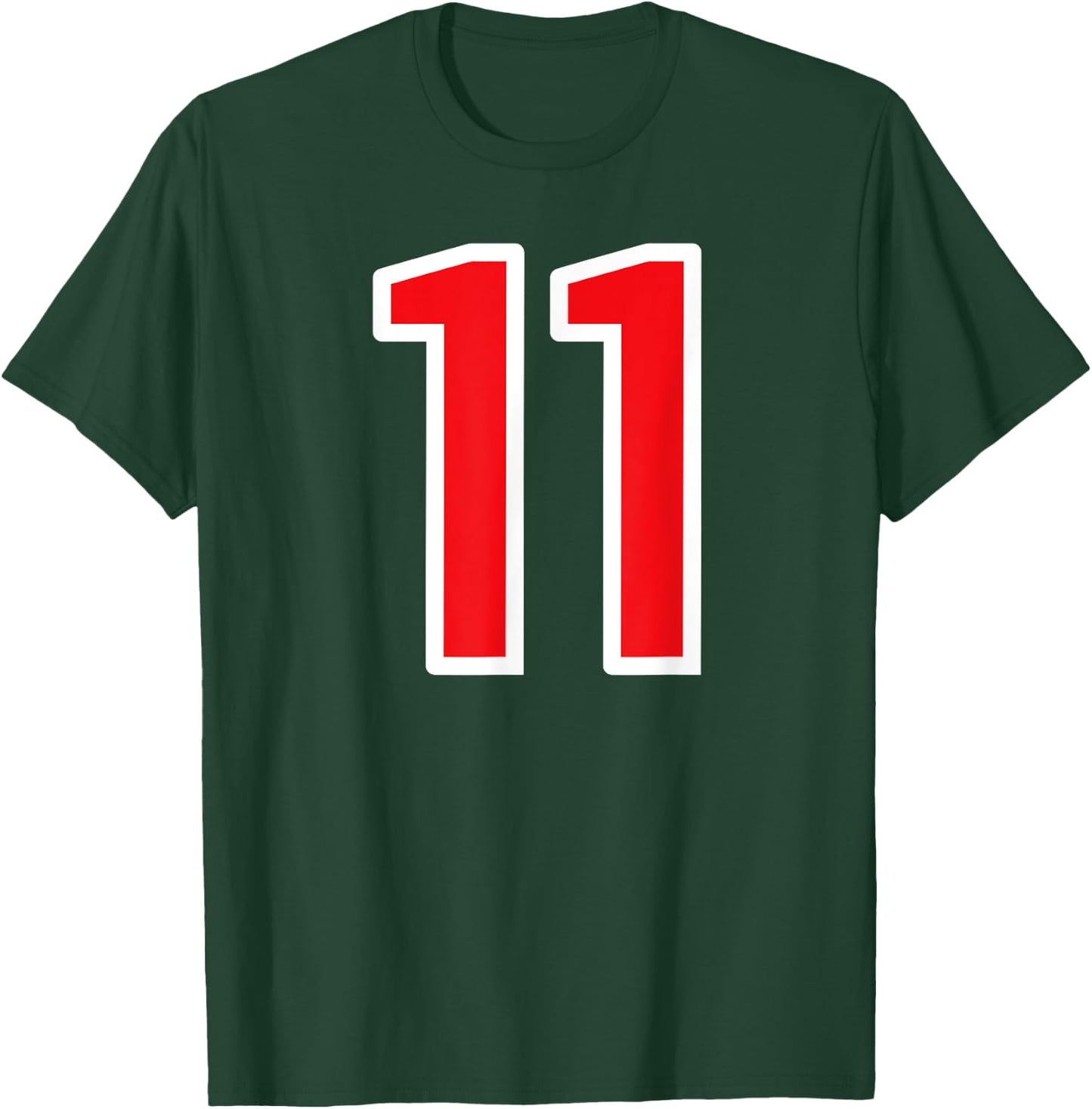 Number #11 Sports Team White Red Number T-Shirt - T-Shirt | Forest