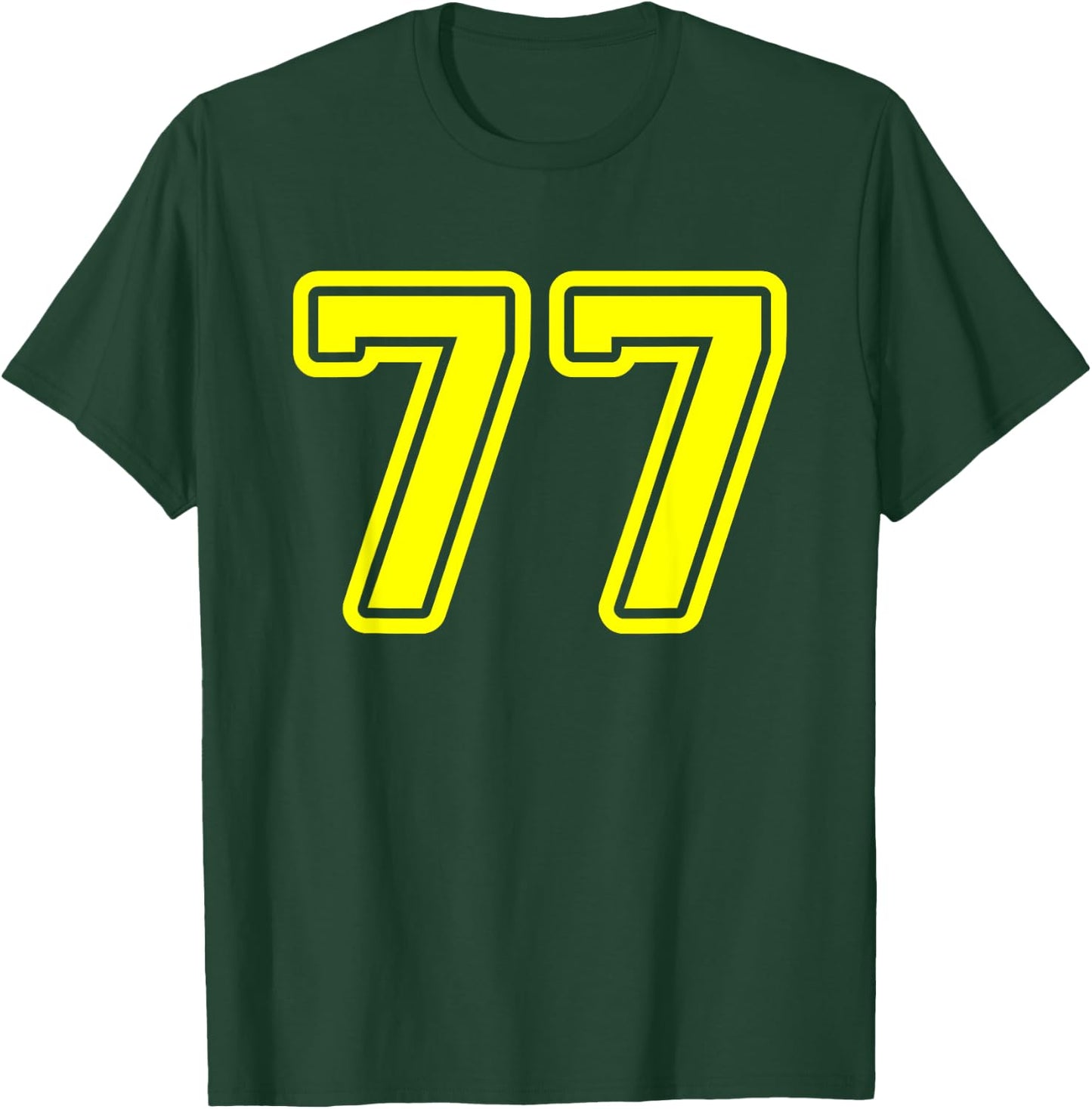 Number #77 Yellow Sports Team Number 77 T-Shirt - T-Shirt | Forest