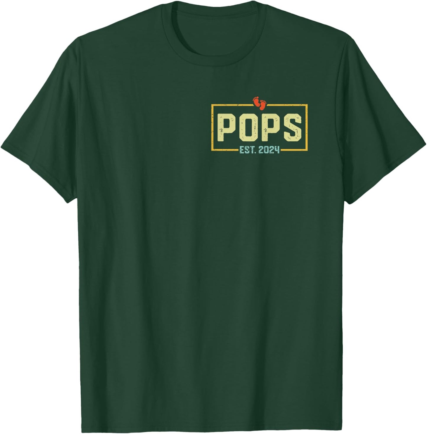 Pops Est. 2024 Pops 2024 Logo New Grandpa Fathers Day T-Shirt - T-Shirt | Forest