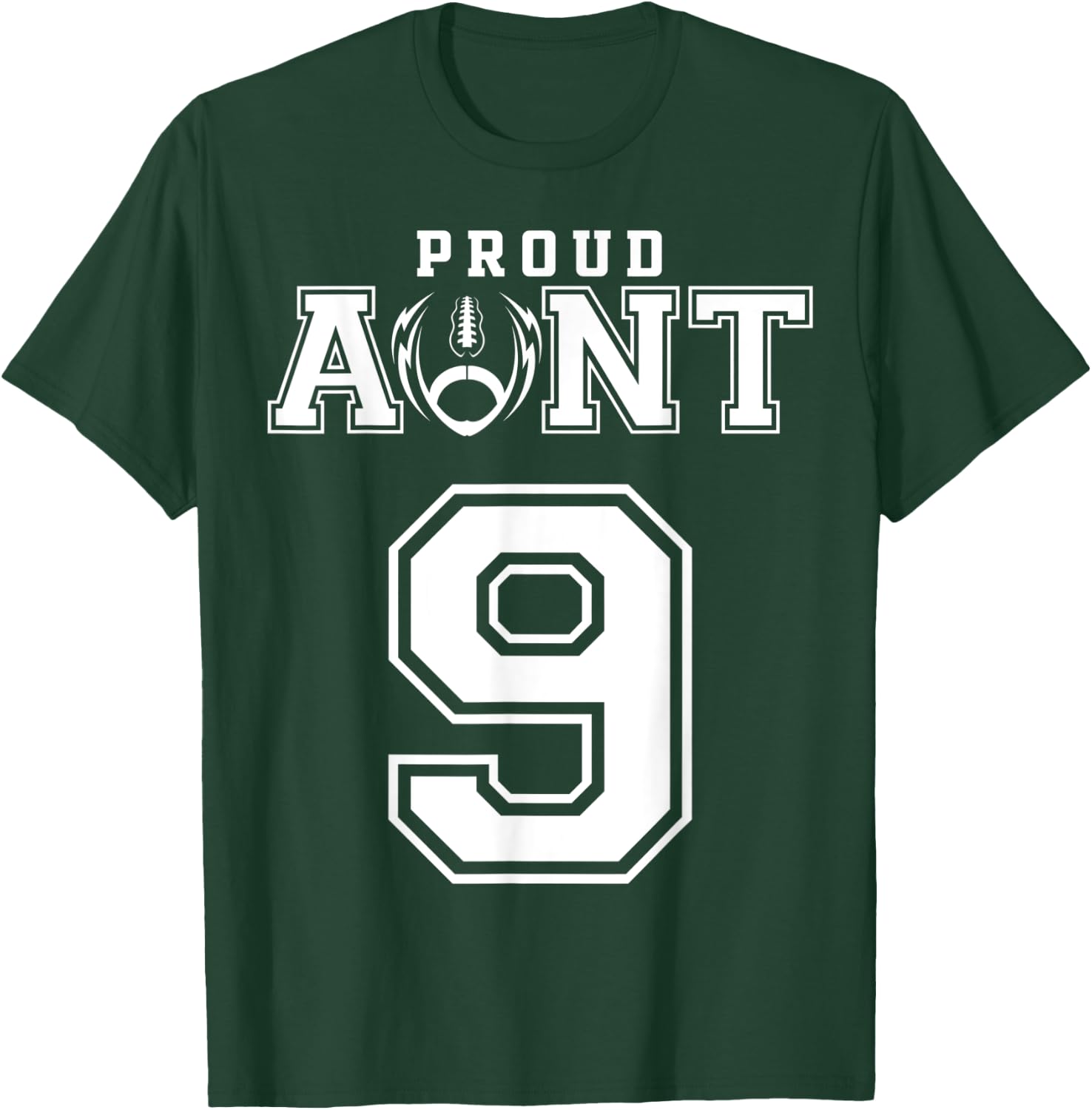 Custom Proud Football Aunt Number 9 Personalized T-Shirt - T-Shirt | Forest