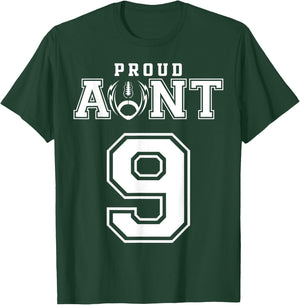 Custom Proud Football Aunt Number 9 Personalized T-Shirt - T-Shirt | Forest
