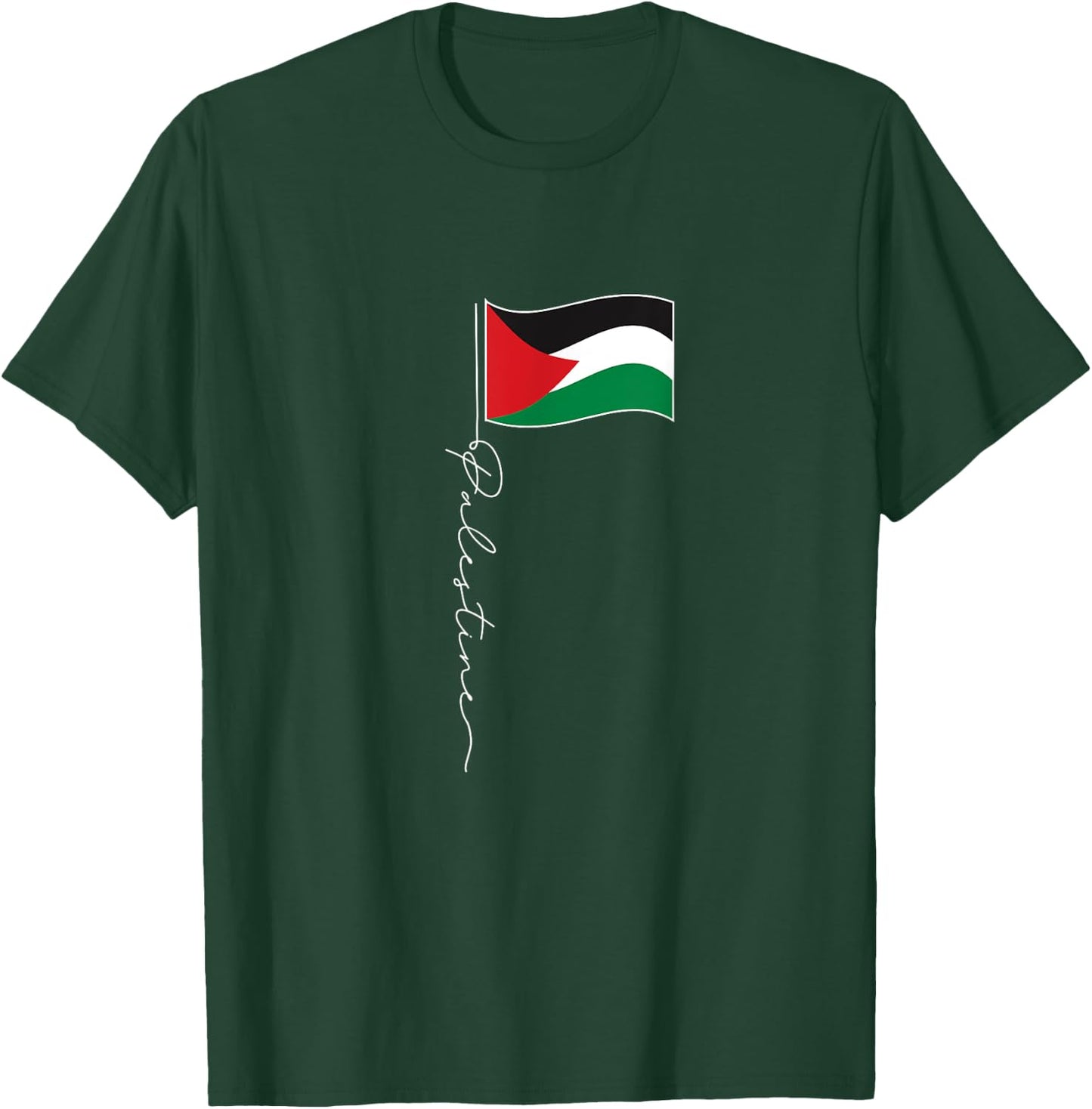 Palestine Signature Flag Pole - Patriotic Palestinian Flag T-Shirt - T-Shirt | Forest