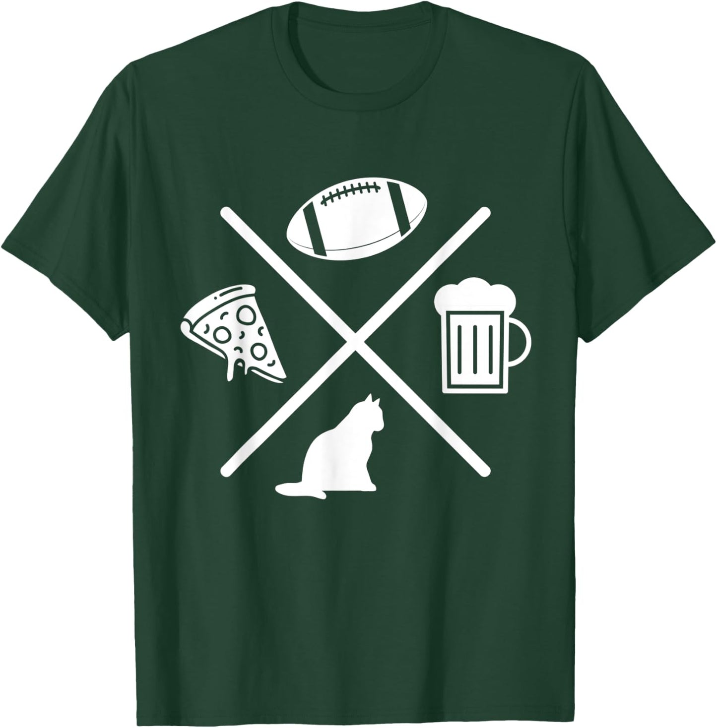 Football Beer Cats Pizza Feline Snack Food Gift T-Shirt - T-Shirt | Forest