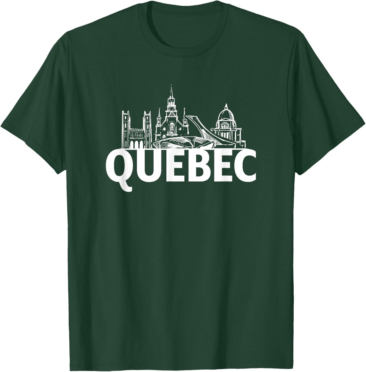 Quebec Canada City Skyline Silhouette Outline Sketch T-Shirt - T-Shirt | Forest