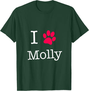 I Love Molly Dog Name Gift Shirt Women Girls Kids T-Shirt - T-Shirt | Forest