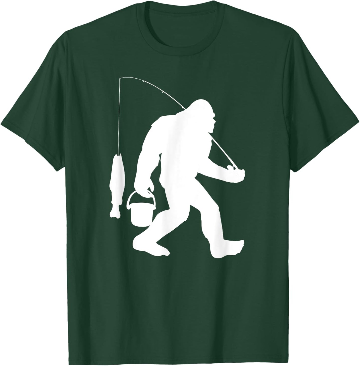 Bigfoot Fishing Shirt Funny Sasquatch and Fish T-Shirt - T-Shirt | Forest