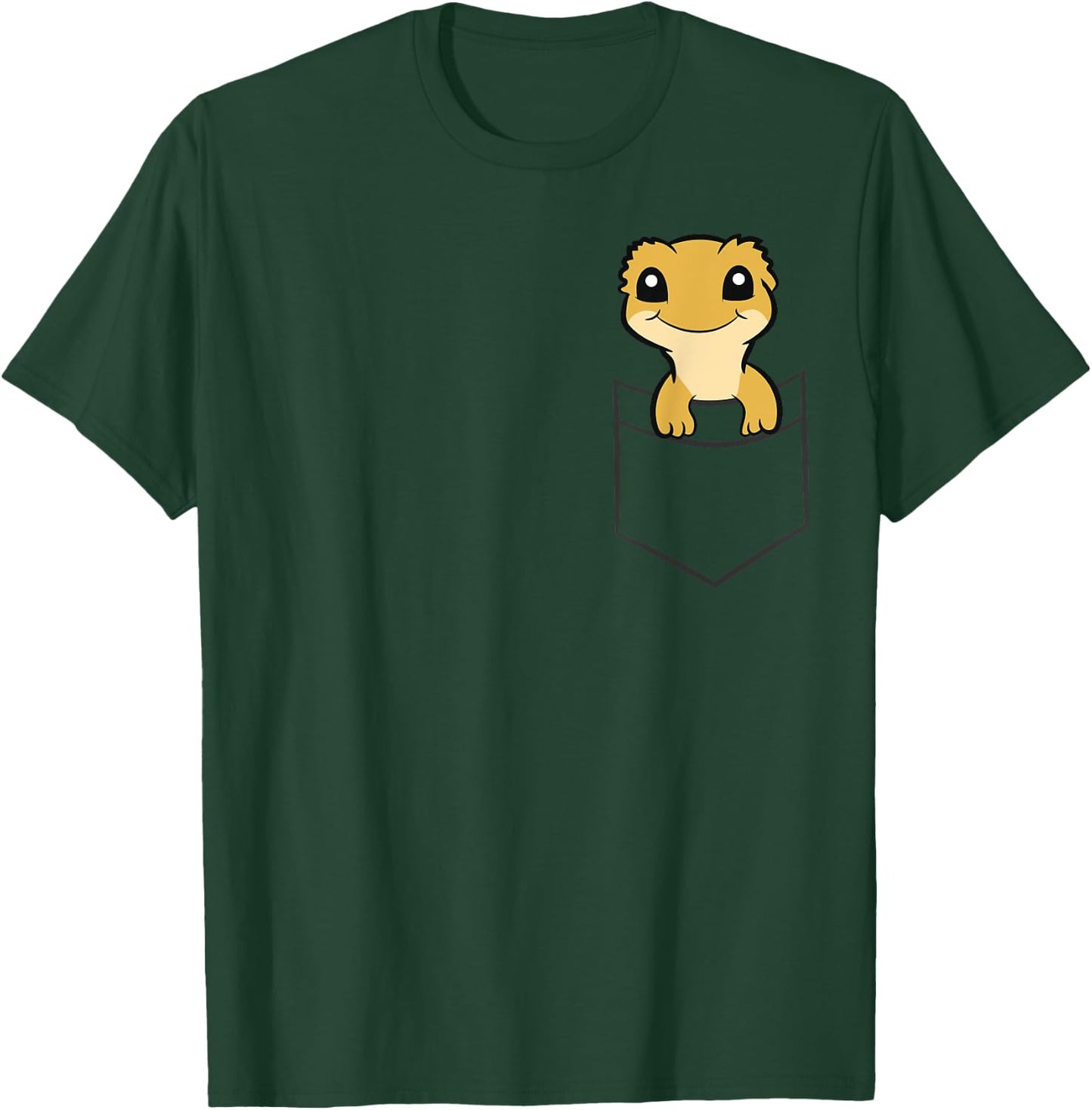 Crested Gecko In a Pocket Funny Pocket Crested Gecko T-Shirt - T-Shirt | Forest