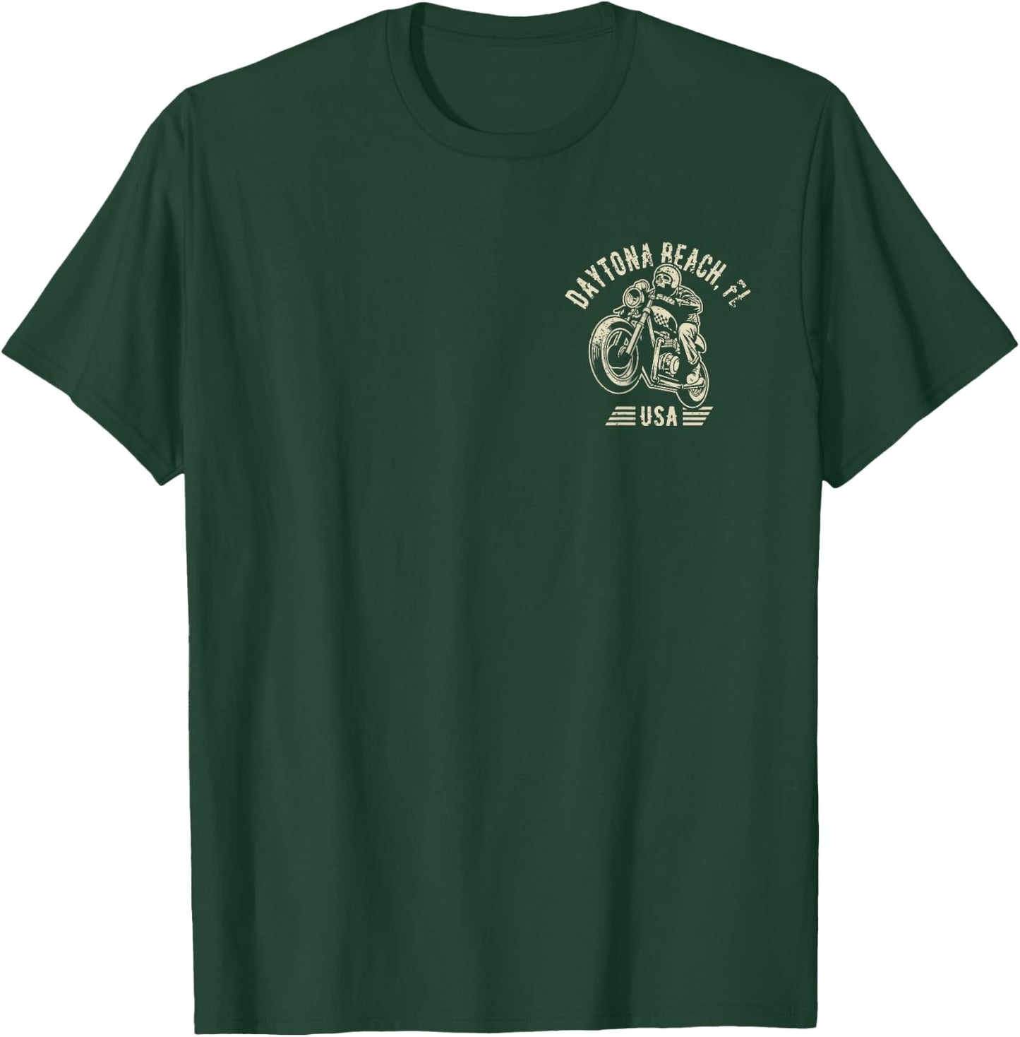 Daytona Beach FL USA Motorcycle Skull Rider Vintage Design T-Shirt - T-Shirt | Forest