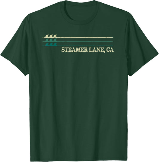 Steamer Lane California Break Surfing Retro Wave T-Shirt - T-Shirt | Forest