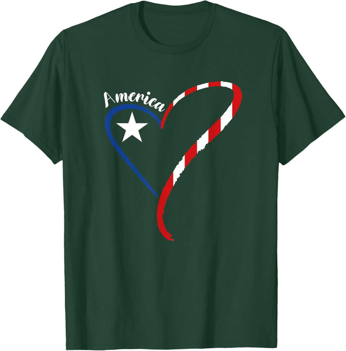 America Heart American Flag 4th of July USA Patriotic Men T-Shirt - T-Shirt | Forest