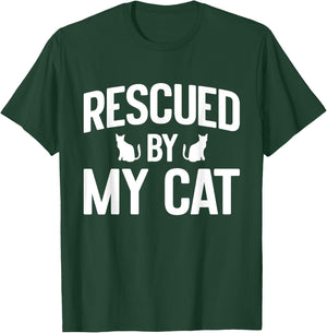 Rescued by My Cat Mom Men Women T-Shirt - T-Shirt | Forest