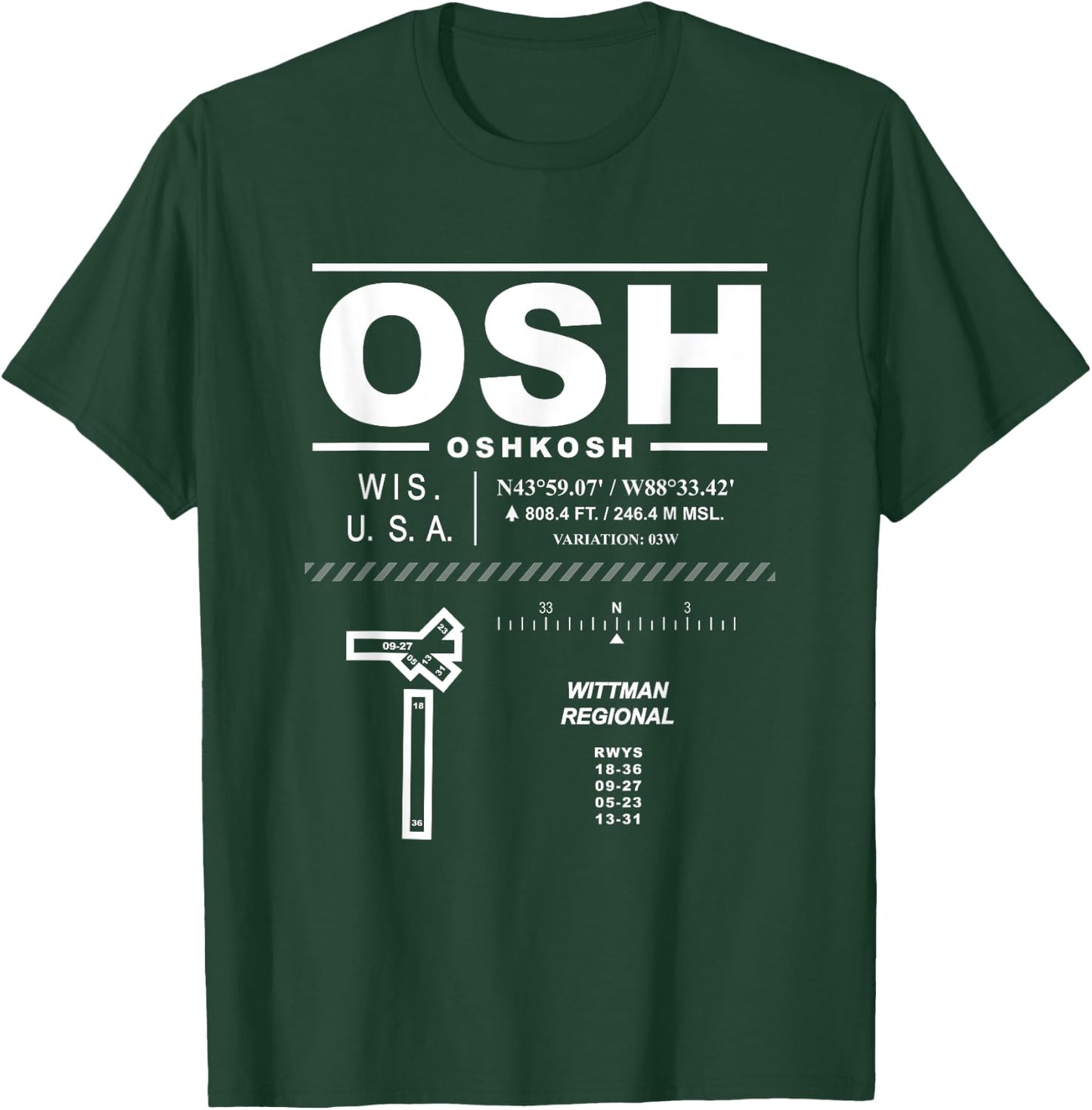 Wittman Regional Airport Oshkosh Wisconsin EAA OSH T-Shirt - T-Shirt | Forest