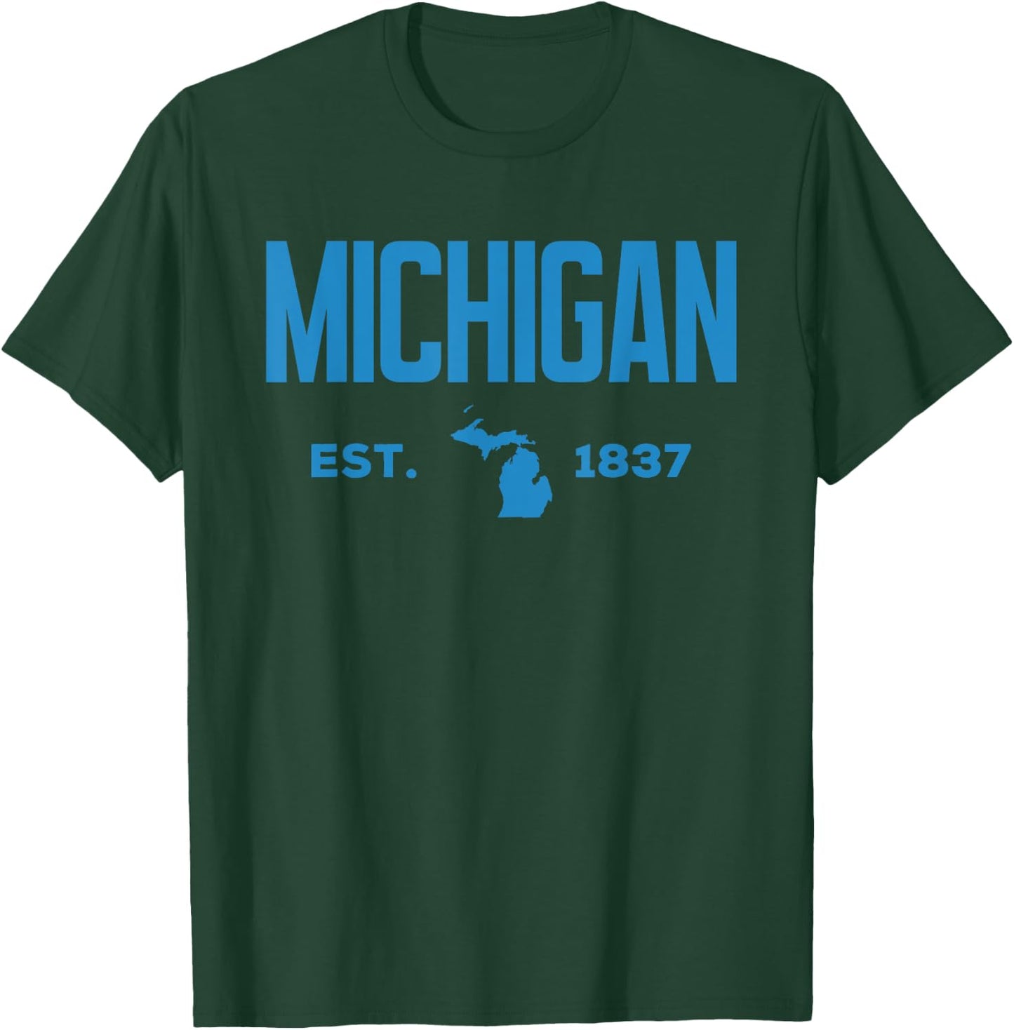 Michigan Retro Est Date Love Michigan Best State T-Shirt - T-Shirt | Forest