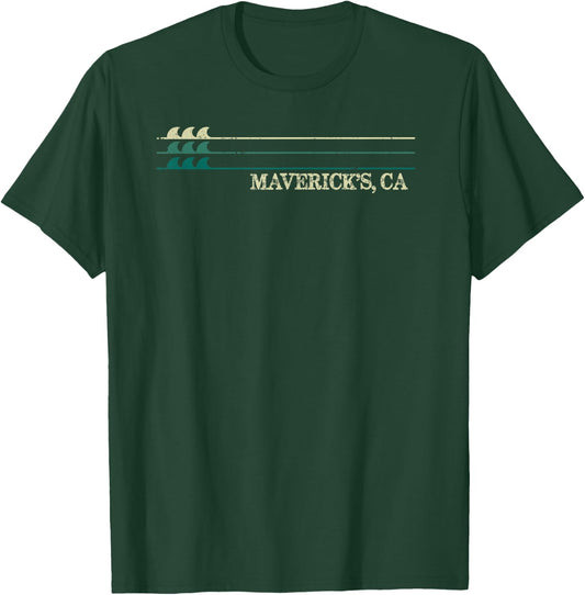 Maverick's California Break Surfing Retro Wave T-Shirt - T-Shirt | Forest