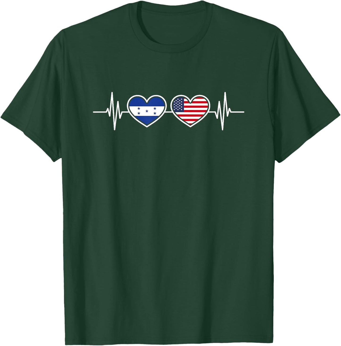 Honduras USA Heartbeat Honduran American Flag Honduras Flag Men T-Shirt - T-Shirt | Forest