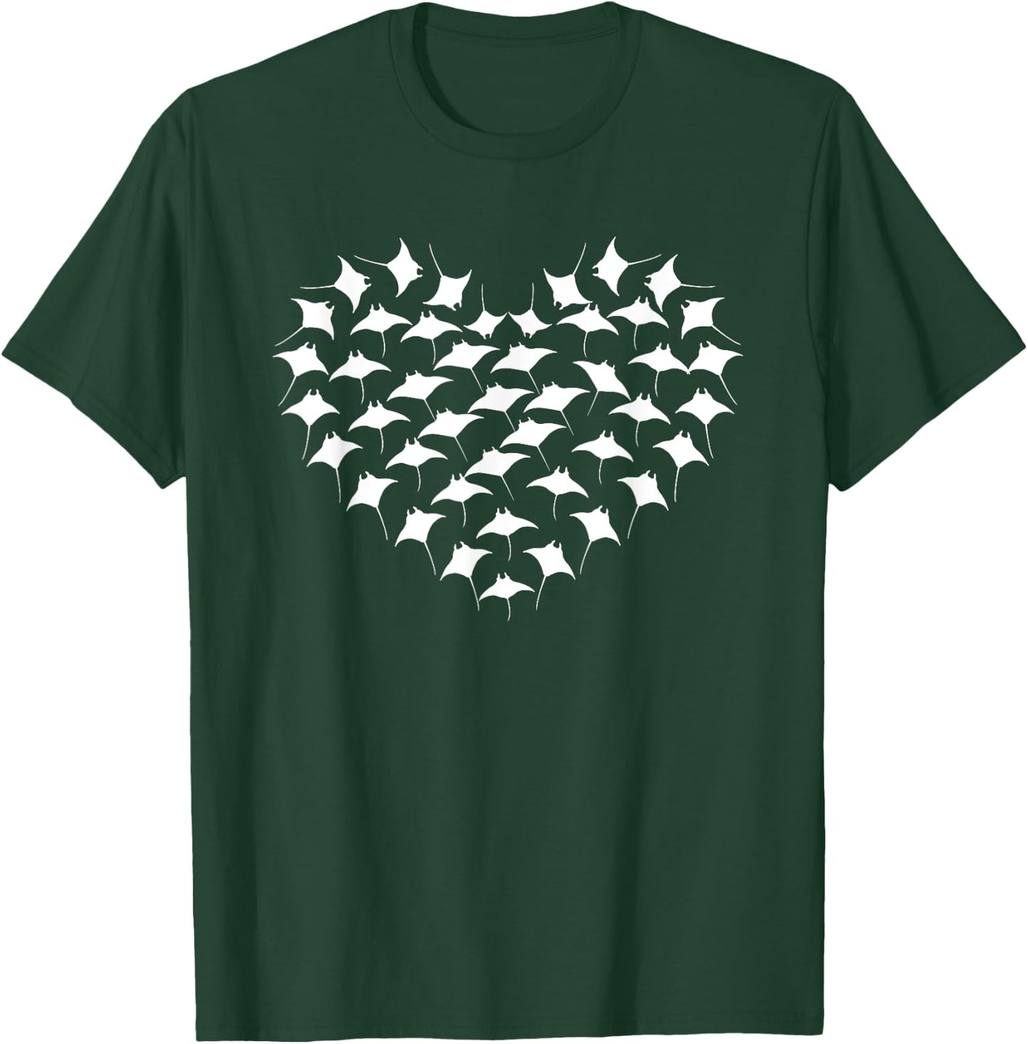 Great Stingrays Heart Design Ocean Diving Manta Ray T-Shirt - T-Shirt | Forest