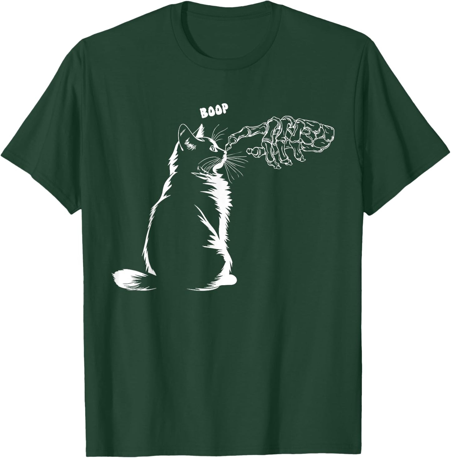 Black Cat Skeleton Hand Boop Halloween Pet Women Girls Kids T-Shirt - T-Shirt | Forest