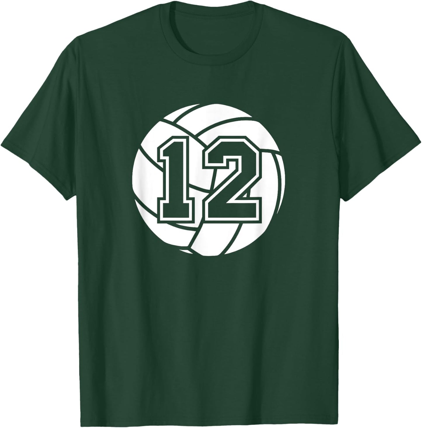 Volleyball Player #12 Volleyball Mom Dad Jersey Number 12 T-Shirt - T-Shirt | Forest