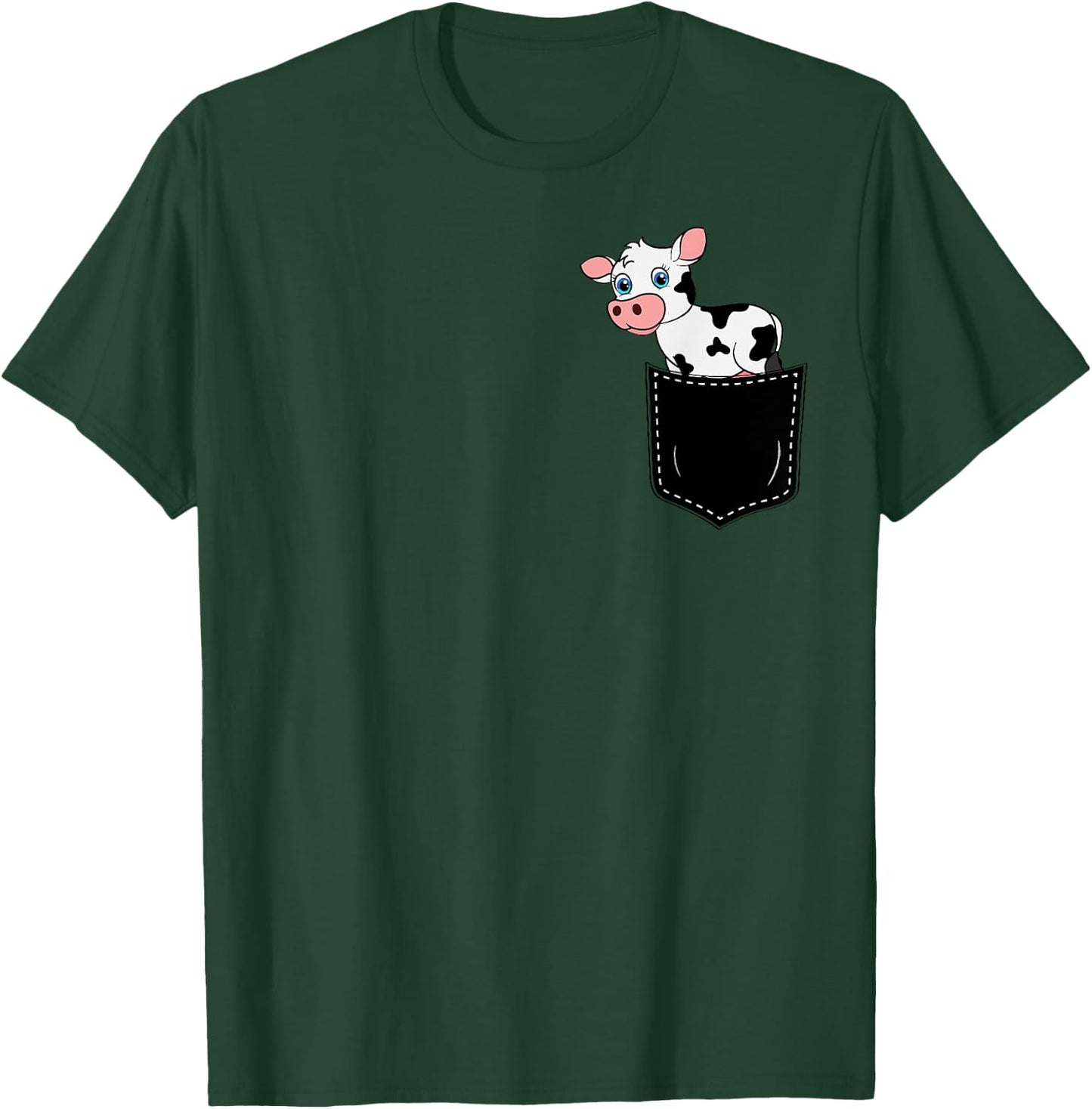 Pocket Animal Cute Cow Funny Cow Lover Adorable Pocket Cow T-Shirt - T-Shirt | Forest