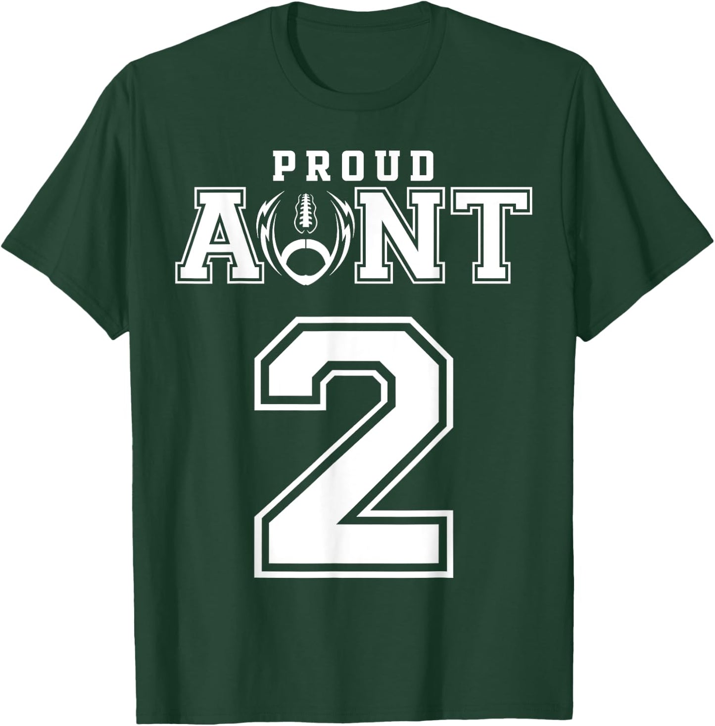 Custom Proud Football Aunt Number 2 Personalized T-Shirt - T-Shirt | Forest