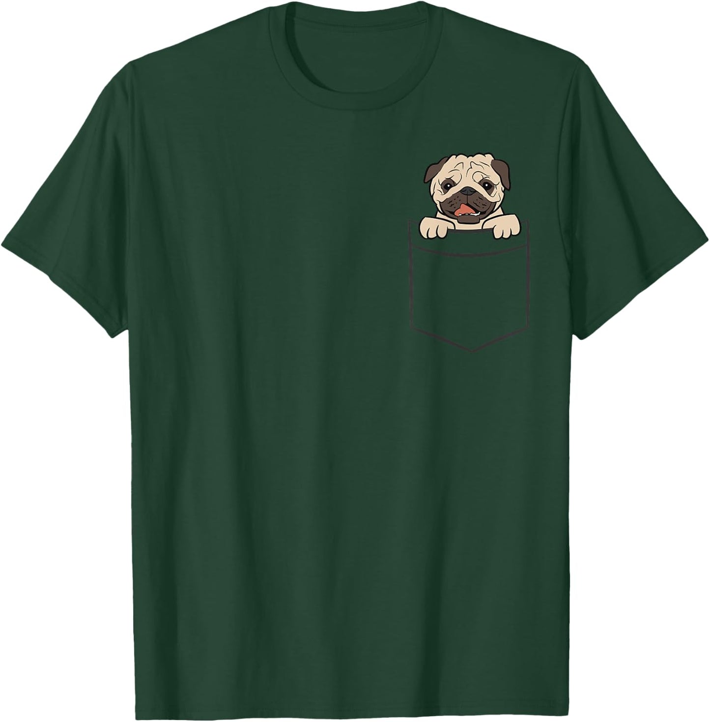 Pug Dog In Pocket Cute Pocket Pug Women Girls Kids T-Shirt - T-Shirt | Forest
