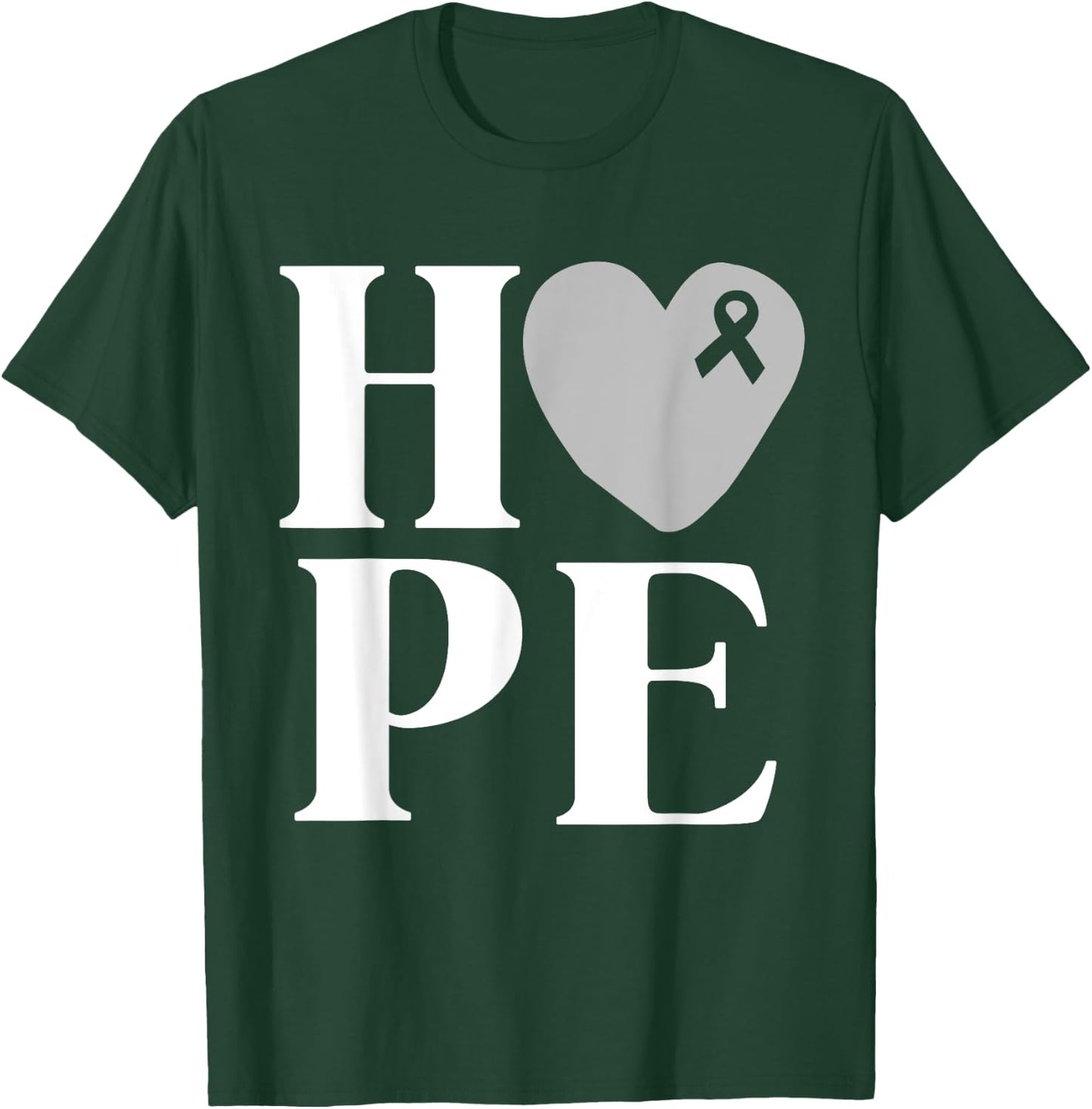 Brain Cancer Awareness Shirt Hope Grey Ribbon Awareness T-Shirt - T-Shirt | Forest