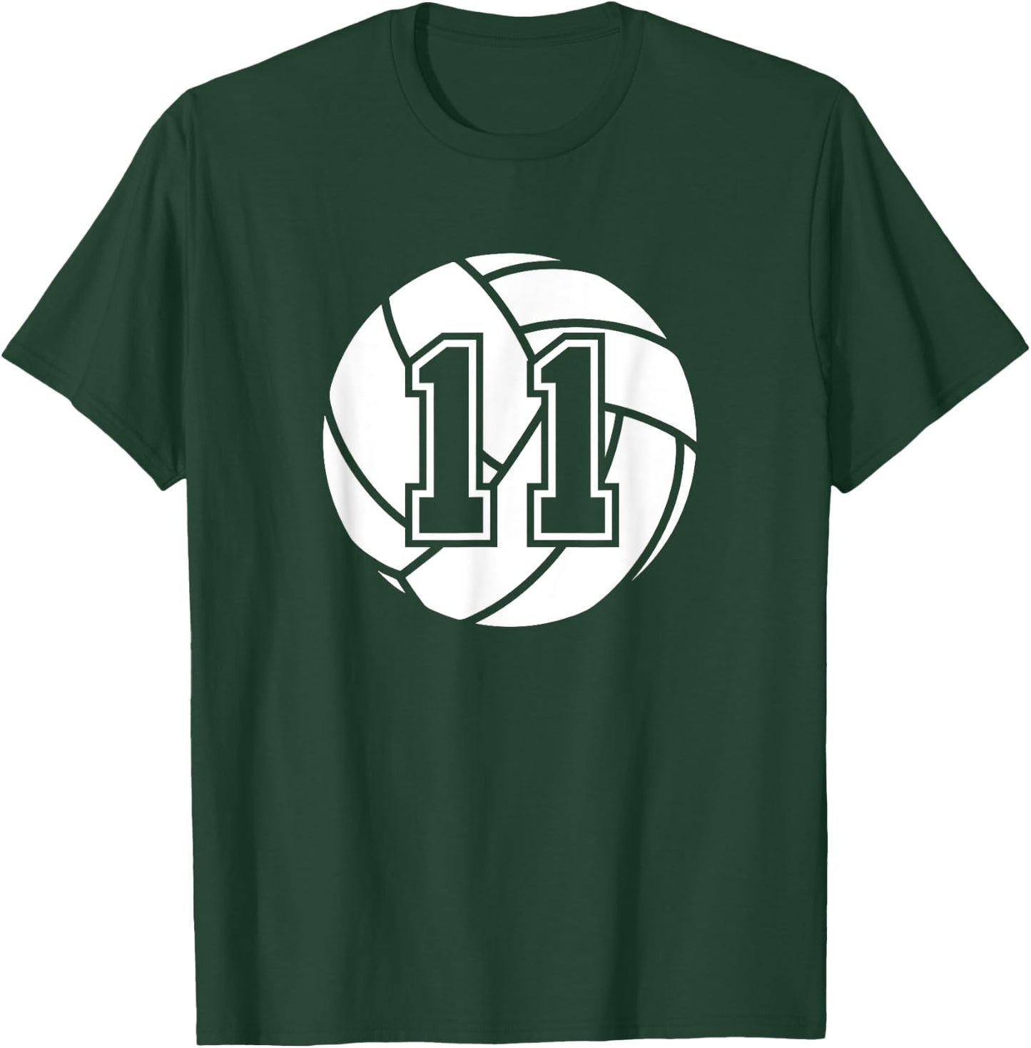 Volleyball Player #11 Volleyball Mom Dad Jersey Number 11 T-Shirt - T-Shirt | Forest