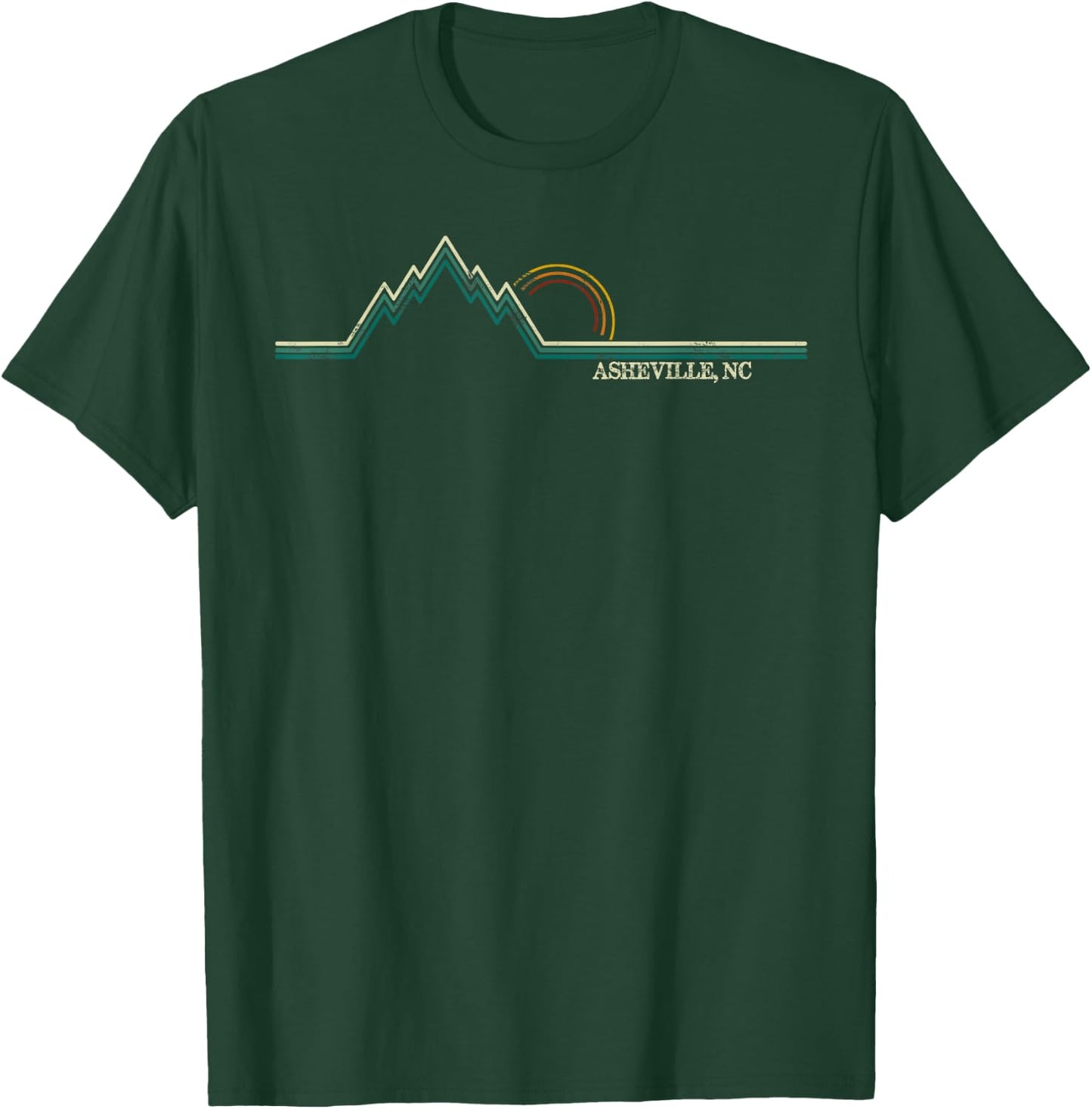Retro Mountains Asheville, North Carolina Summer Hiking Men Women Girls Kids T-Shirt - T-Shirt | Forest
